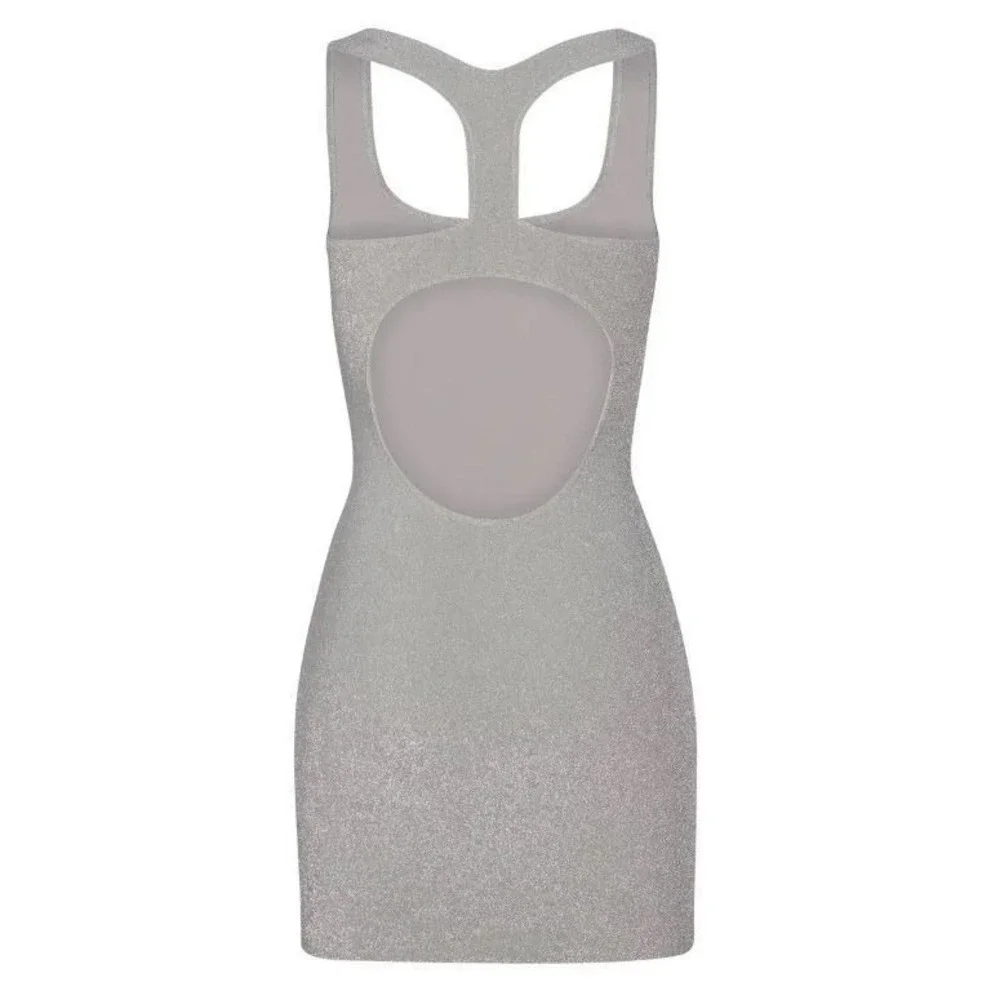 Skims  Glitter‎ Swim Metallic Dress SW-DRS-0111 Nickel 4X